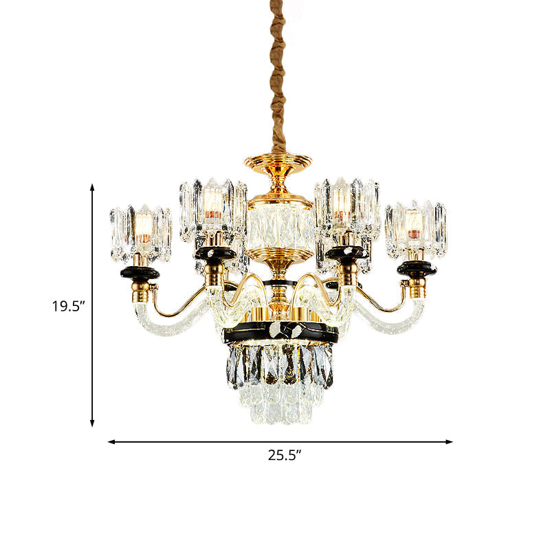Aurélie Traditional Crystal Rectangle Gold Pendant Chandelier