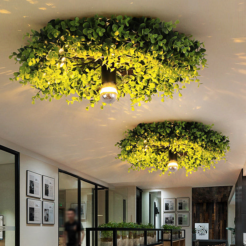 Camille Industrial Green Wheel Flush Mount Ceiling Light