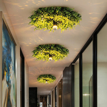 Camille Industrial Green Wheel Flush Mount Ceiling Light
