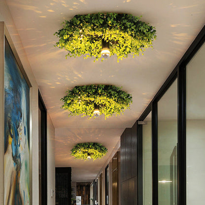 Camille Industrial Green Wheel Flush Mount Ceiling Light