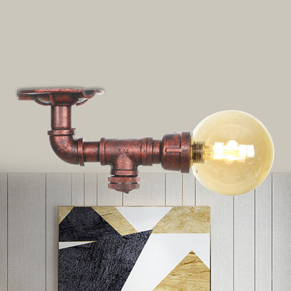 Camille Amber Glass Copper Semi Flush Ceiling Light