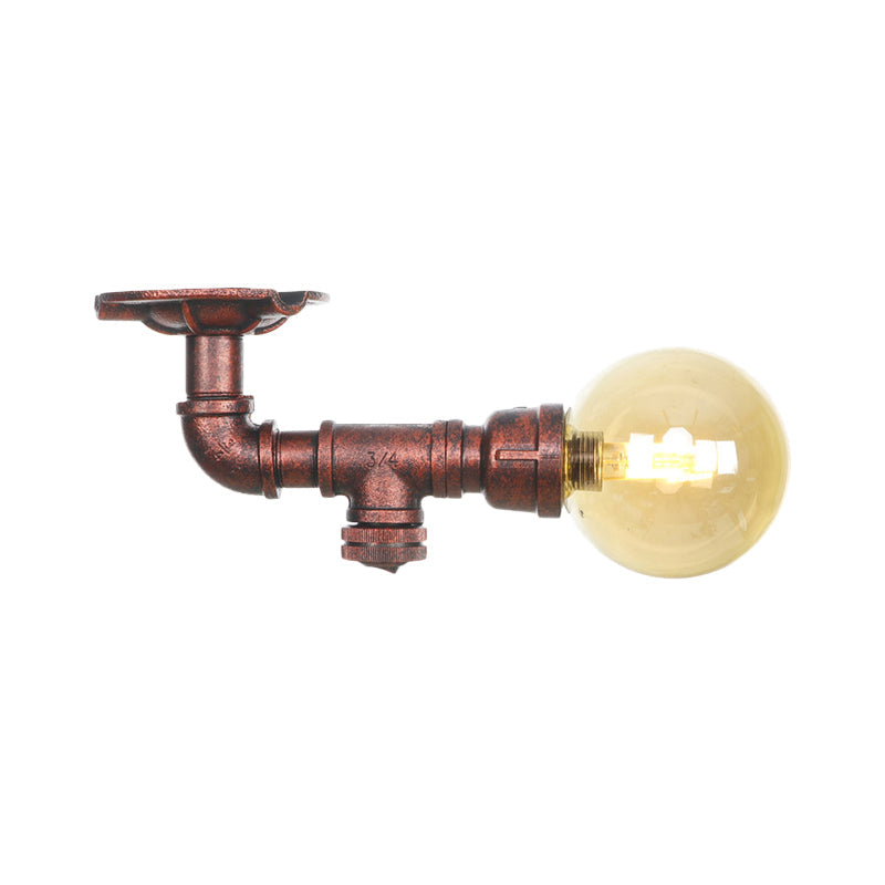 Camille Amber Glass Copper Semi Flush Ceiling Light