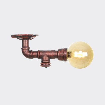 Camille Amber Glass Copper Semi Flush Ceiling Light