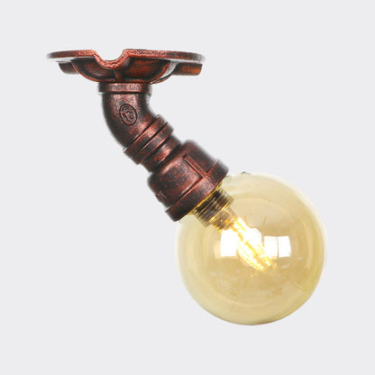 Amélie Amber Glass Copper Single Flush Mount Ceiling Light
