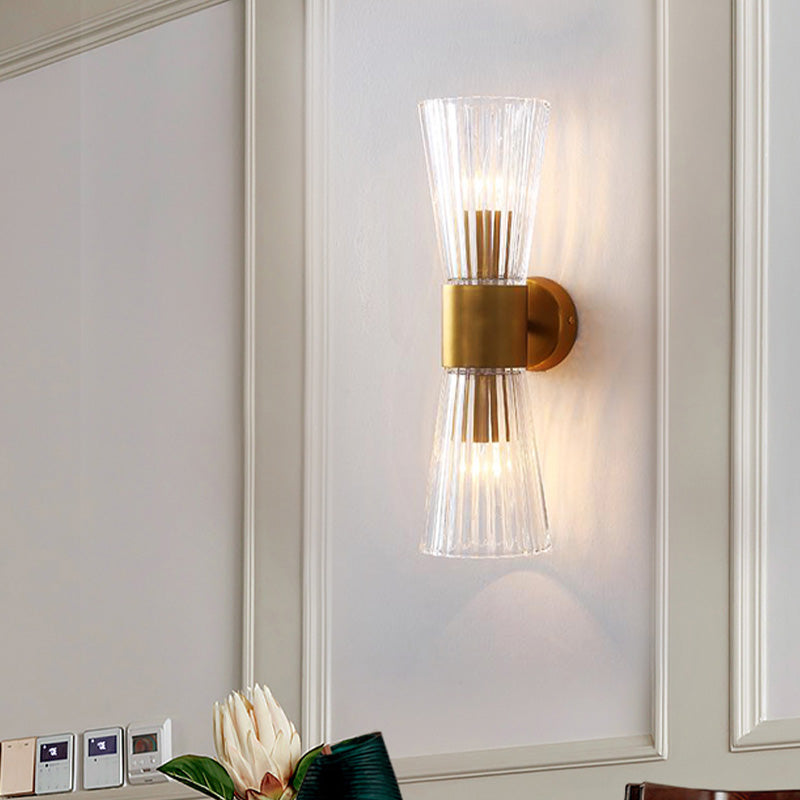 Thérèse Hourglass Wall Lamp with Clear Prismatic Glass and Brass