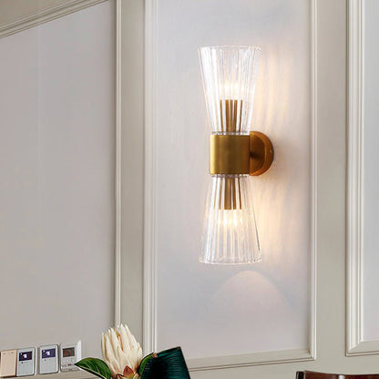 Thérèse Hourglass Wall Lamp with Clear Prismatic Glass and Brass