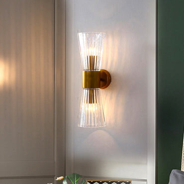Thérèse Hourglass Wall Lamp with Clear Prismatic Glass and Brass