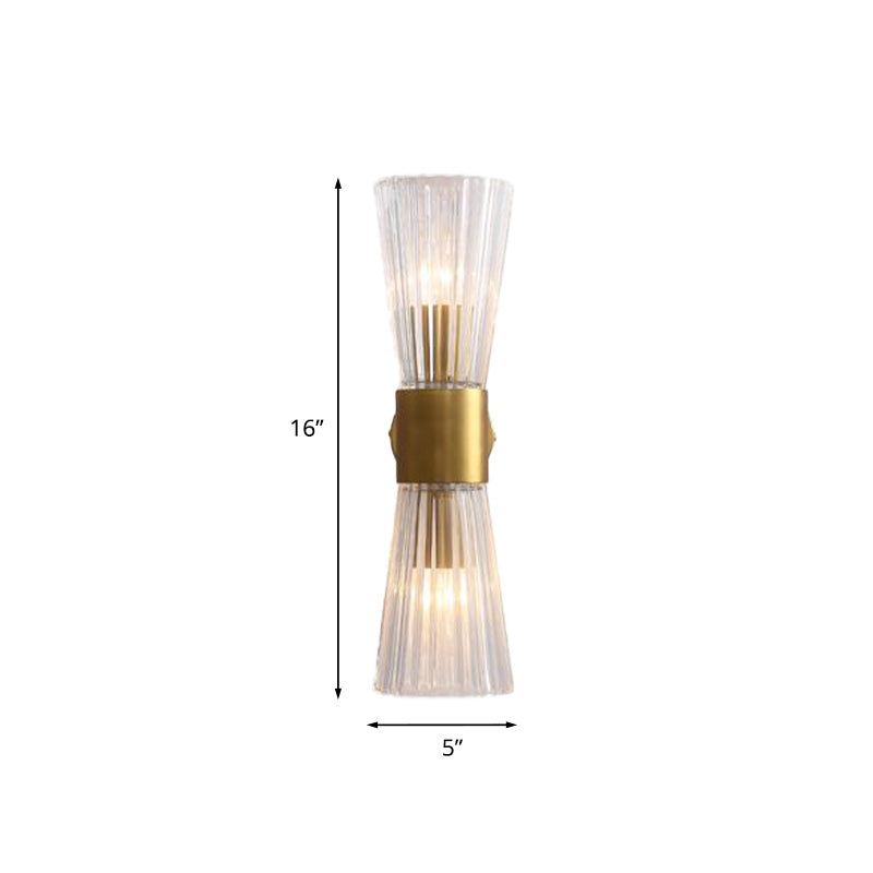 Thérèse Hourglass Wall Lamp with Clear Prismatic Glass and Brass