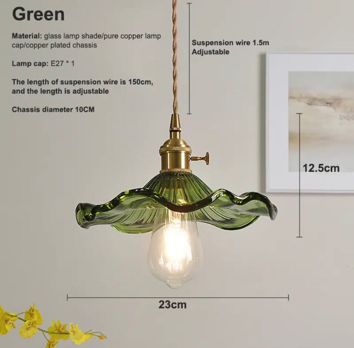 Sophie Artistic Floral Glass Pendant
