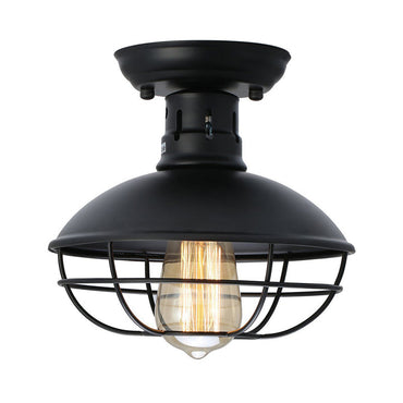 Juliette Farmhouse Black Cage Semi Flush Ceiling Light