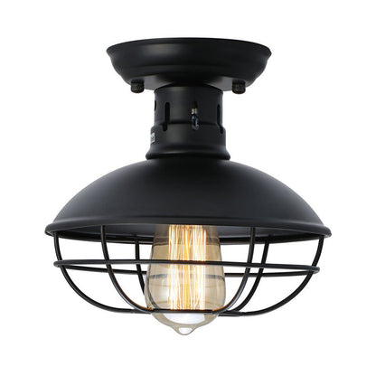 Juliette Farmhouse Black Cage Semi Flush Ceiling Light