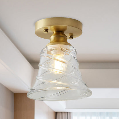 Élodie Industrial Brass Glass Semi Flush Ceiling Light