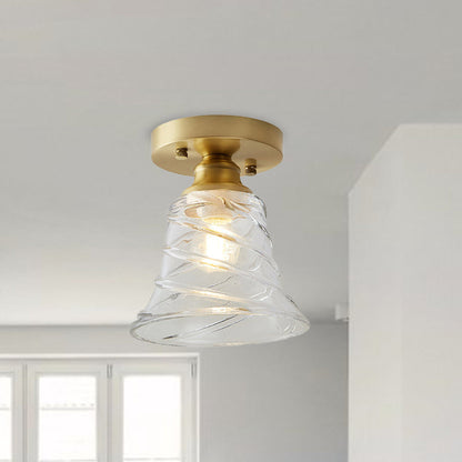 Élodie Industrial Brass Glass Semi Flush Ceiling Light