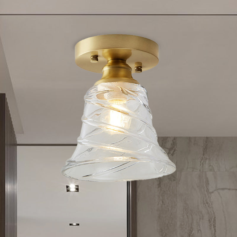 Élodie Industrial Brass Glass Semi Flush Ceiling Light