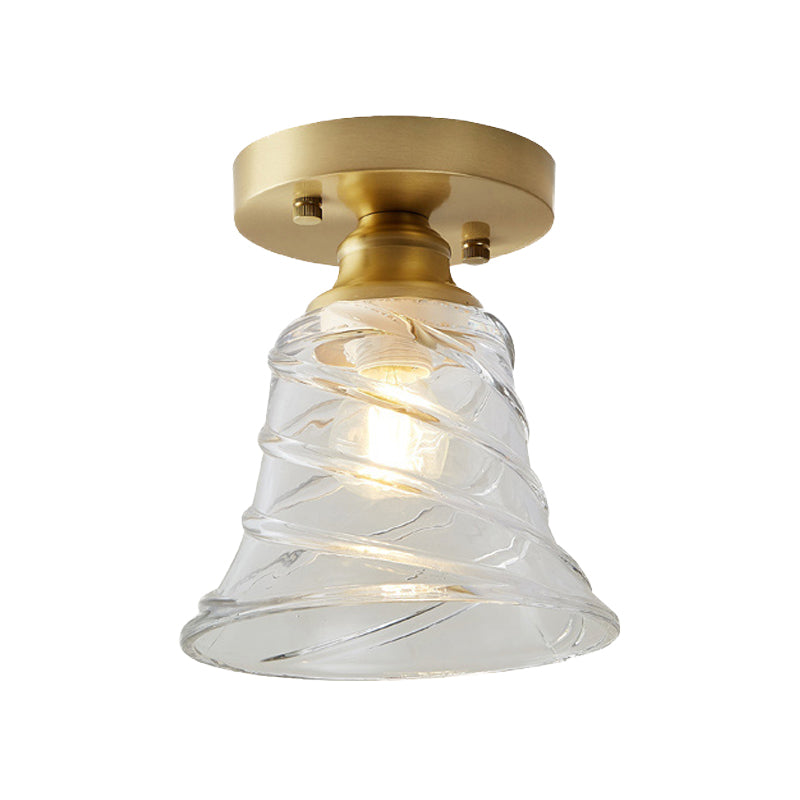 Élodie Industrial Brass Glass Semi Flush Ceiling Light