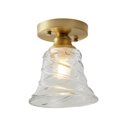 Élodie Industrial Brass Glass Semi Flush Ceiling Light