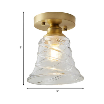 Élodie Industrial Brass Glass Semi Flush Ceiling Light