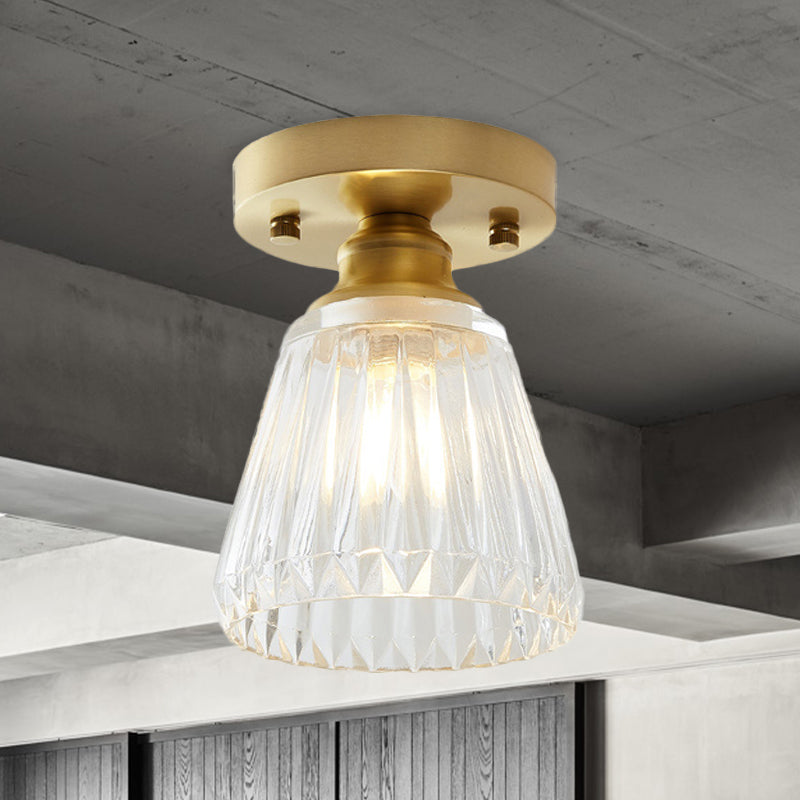 Élodie Industrial Brass Glass Semi Flush Ceiling Light