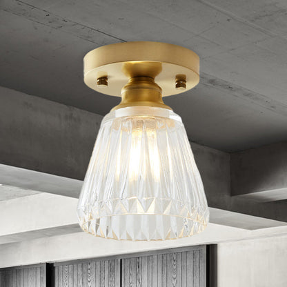 Élodie Industrial Brass Glass Semi Flush Ceiling Light