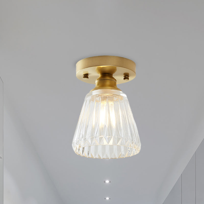 Élodie Industrial Brass Glass Semi Flush Ceiling Light
