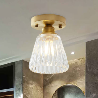 Élodie Industrial Brass Glass Semi Flush Ceiling Light