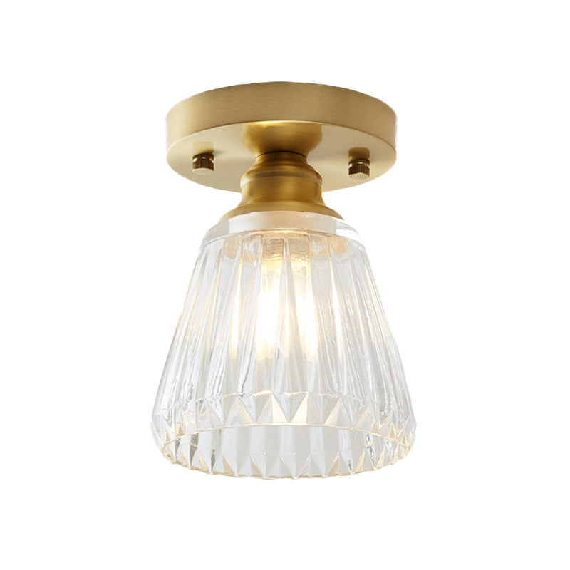 Élodie Industrial Brass Glass Semi Flush Ceiling Light