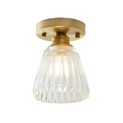 Élodie Industrial Brass Glass Semi Flush Ceiling Light