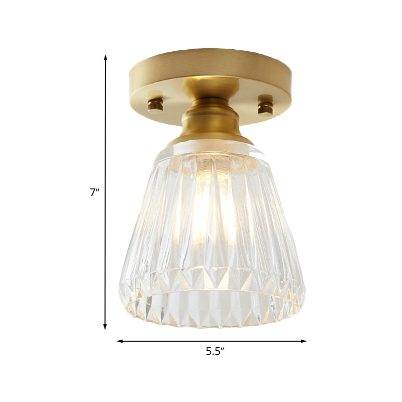 Élodie Industrial Brass Glass Semi Flush Ceiling Light