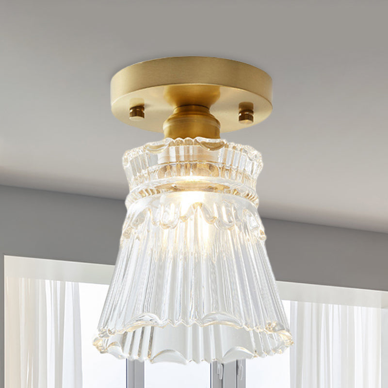 Élodie Industrial Brass Glass Semi Flush Ceiling Light