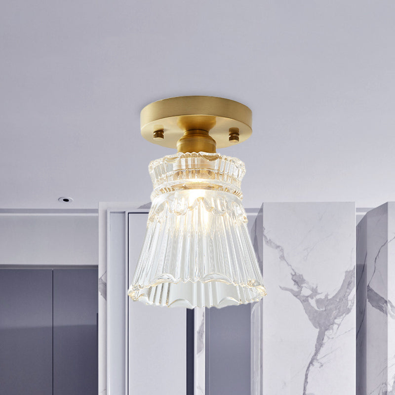 Élodie Industrial Brass Glass Semi Flush Ceiling Light