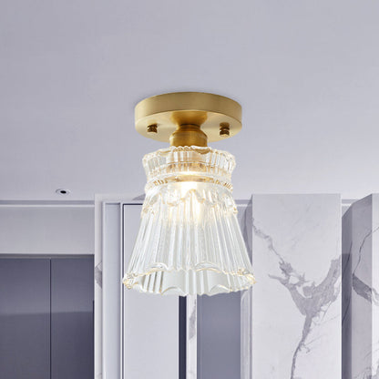 Élodie Industrial Brass Glass Semi Flush Ceiling Light