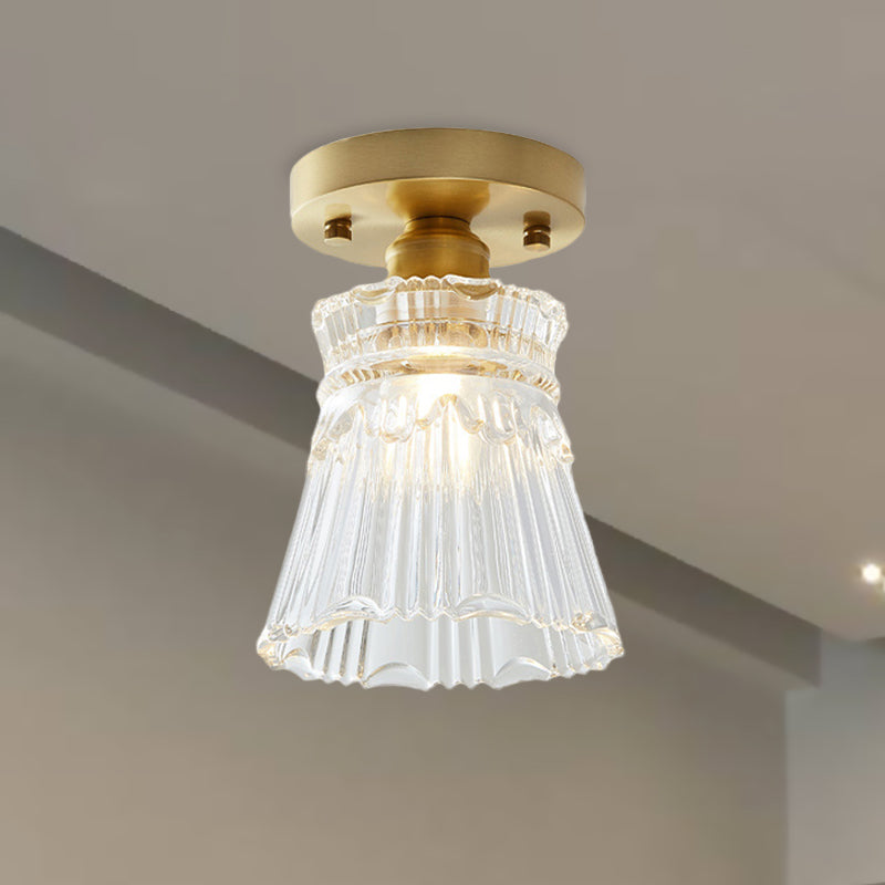 Élodie Industrial Brass Glass Semi Flush Ceiling Light