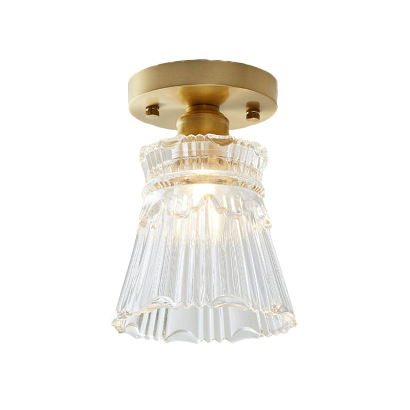 Élodie Industrial Brass Glass Semi Flush Ceiling Light
