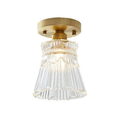 Élodie Industrial Brass Glass Semi Flush Ceiling Light