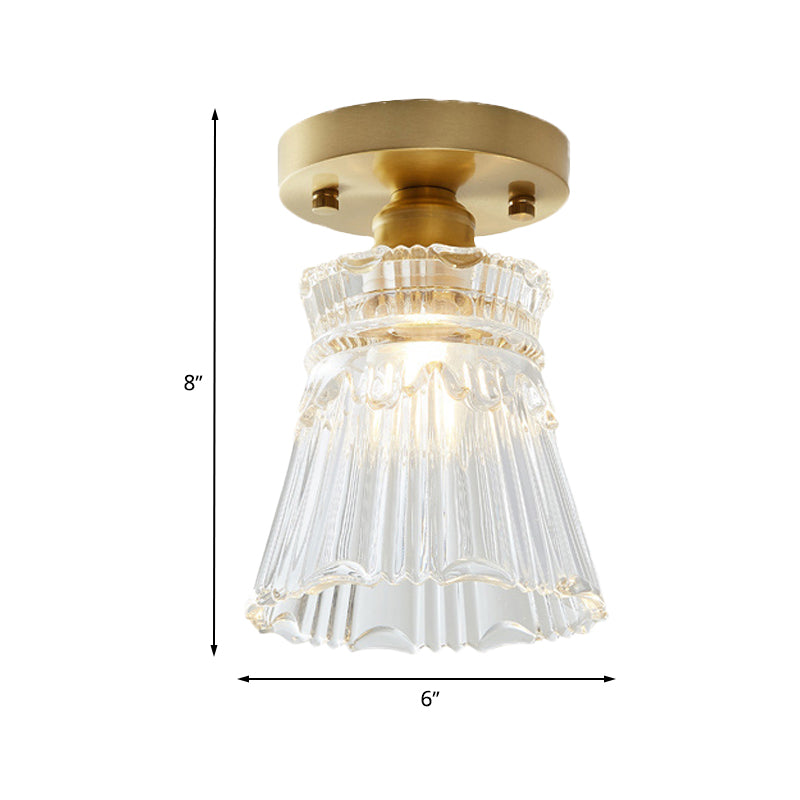 Élodie Industrial Brass Glass Semi Flush Ceiling Light