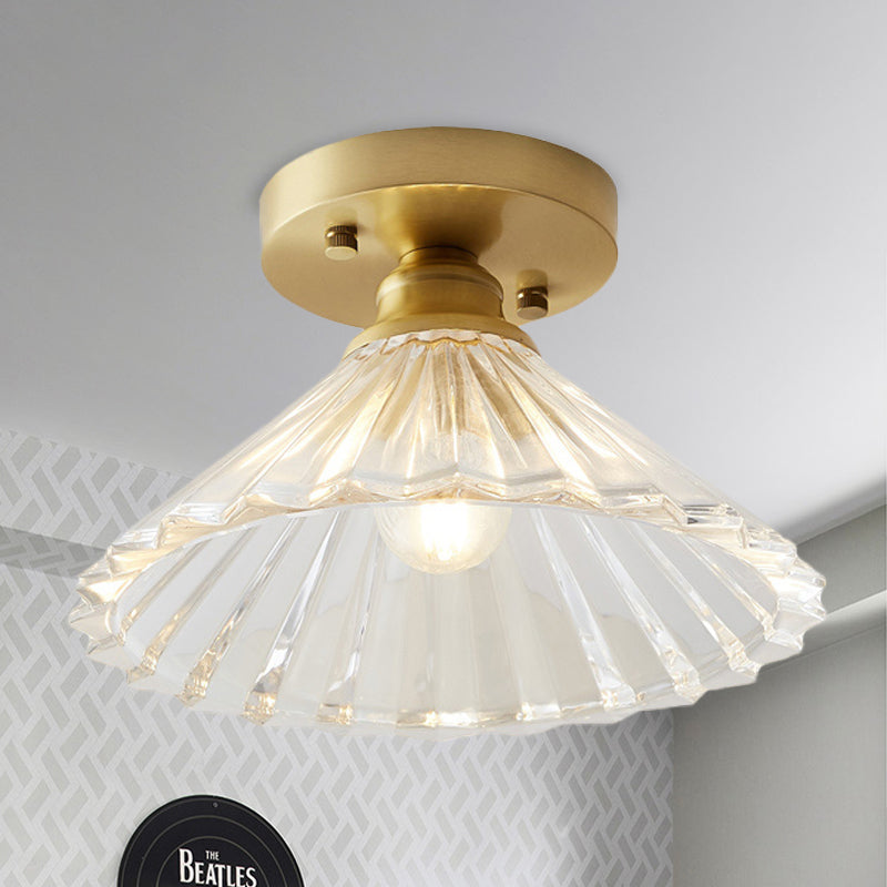Élodie Industrial Brass Glass Semi Flush Ceiling Light