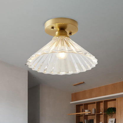 Élodie Industrial Brass Glass Semi Flush Ceiling Light