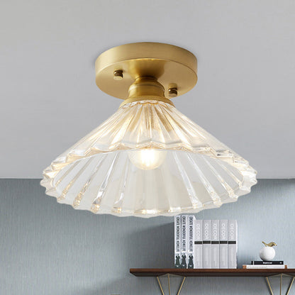 Élodie Industrial Brass Glass Semi Flush Ceiling Light