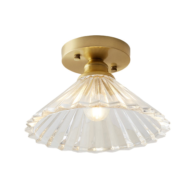 Élodie Industrial Brass Glass Semi Flush Ceiling Light
