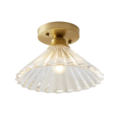 Élodie Industrial Brass Glass Semi Flush Ceiling Light