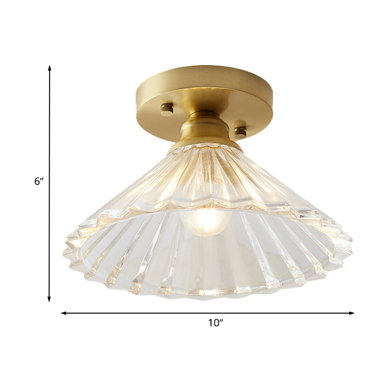 Élodie Industrial Brass Glass Semi Flush Ceiling Light