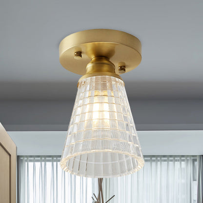 Élodie Industrial Brass Glass Semi Flush Ceiling Light