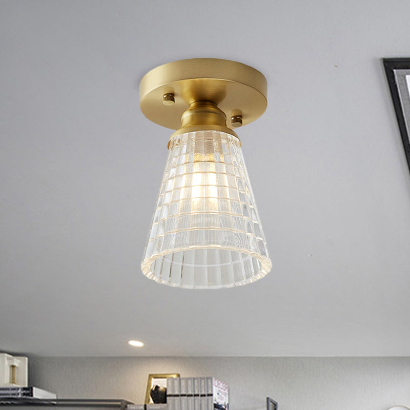 Élodie Industrial Brass Glass Semi Flush Ceiling Light