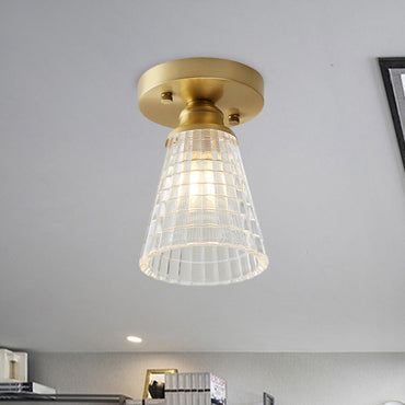 Élodie Industrial Brass Glass Semi Flush Ceiling Light