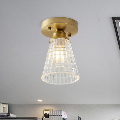 Élodie Industrial Brass Glass Semi Flush Ceiling Light