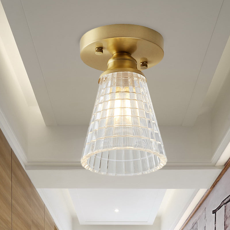 Élodie Industrial Brass Glass Semi Flush Ceiling Light
