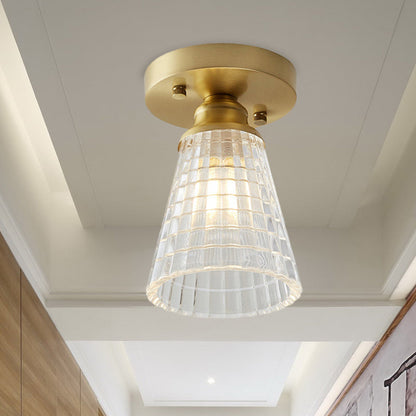 Élodie Industrial Brass Glass Semi Flush Ceiling Light