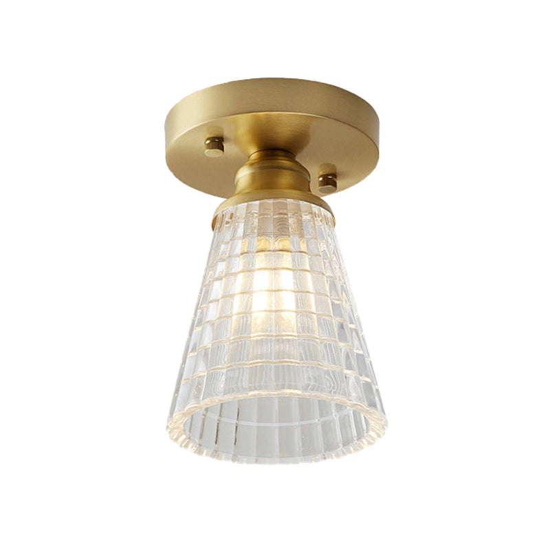 Élodie Industrial Brass Glass Semi Flush Ceiling Light