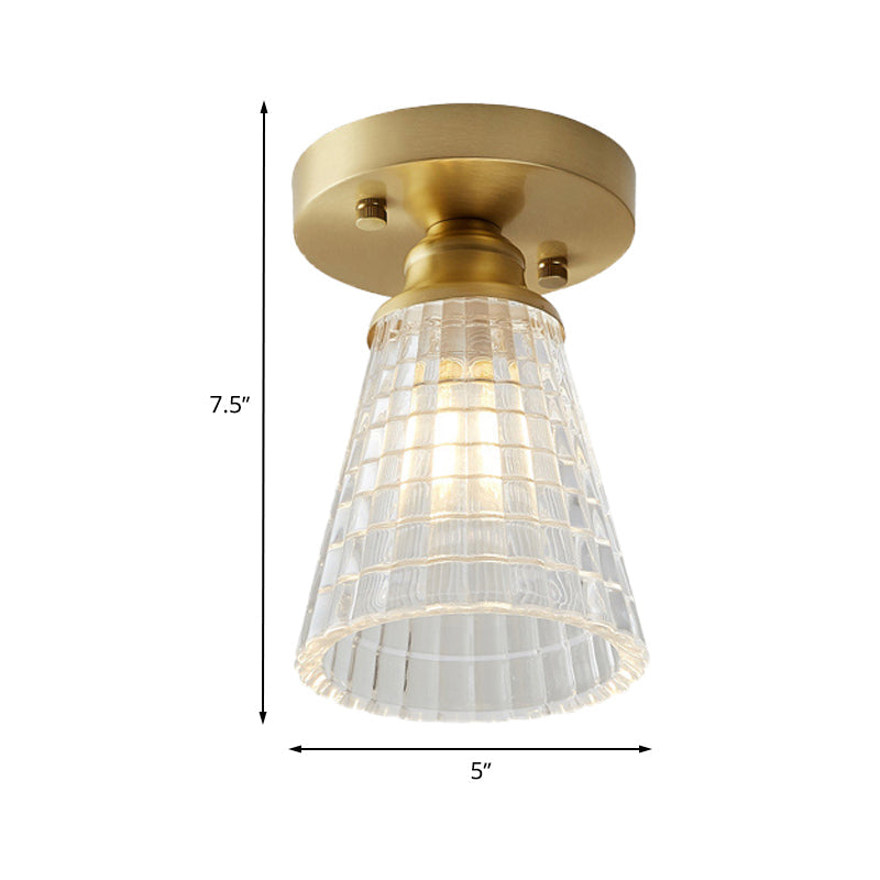 Élodie Industrial Brass Glass Semi Flush Ceiling Light