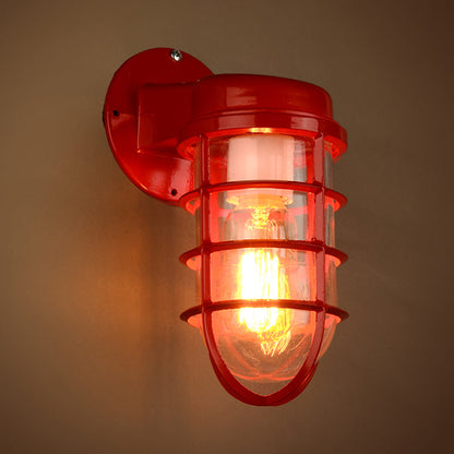 Margaux Metal Caged Wall Lamp Glass Industrial Outdoor Lighting